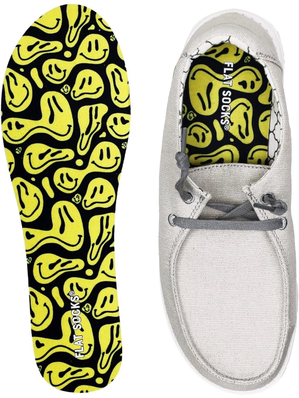 Yellow & Black Smiley Pattern No-Show Shoe Insoles